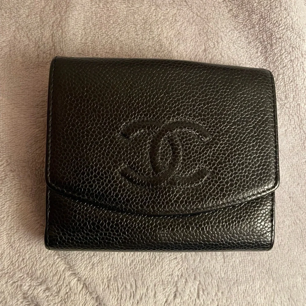 Chanel Black Caviar Timeless CC Compact Wallet
